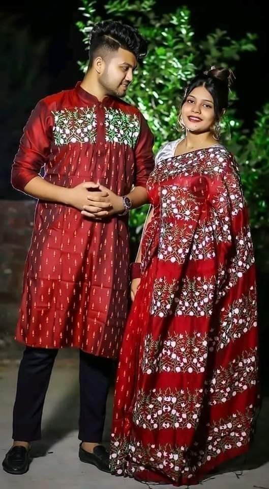 Block Printed Dhupian Silk Couple Set (  NEW239 )