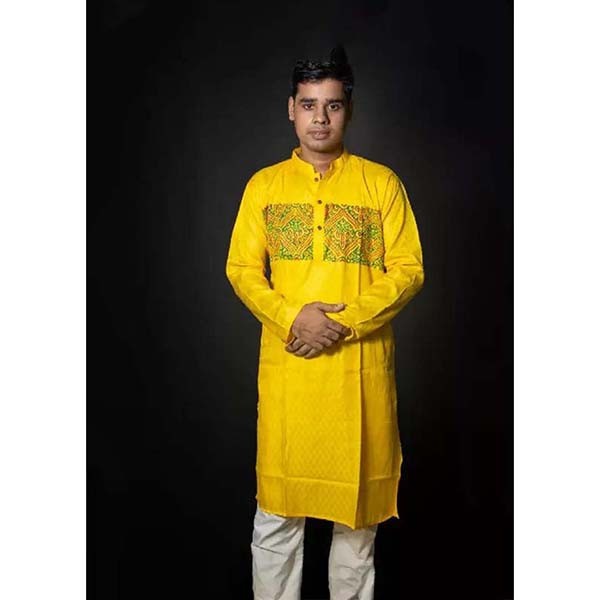 Fashionable Block Printed Dhupian Silk Panjabi ( PAN524 )