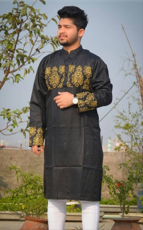 Fashionable Block Printed Dhupian Silk Panjabi ( PAN514 )