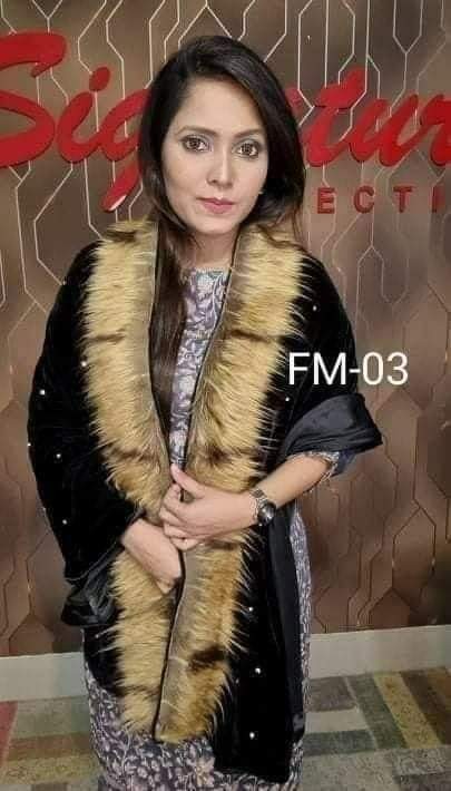 Original China Velvet Shawl With Stone Work FM03